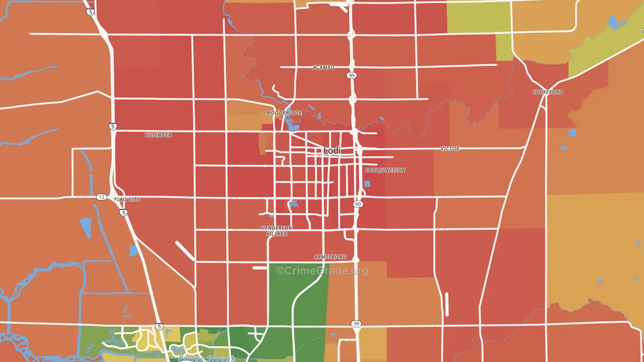 Lodi, CA Map of Theft Rates