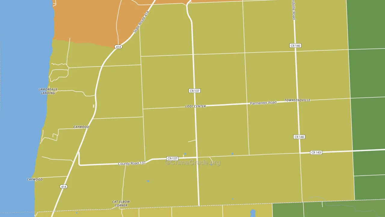 Lodi Center, NY Map of Theft Rates