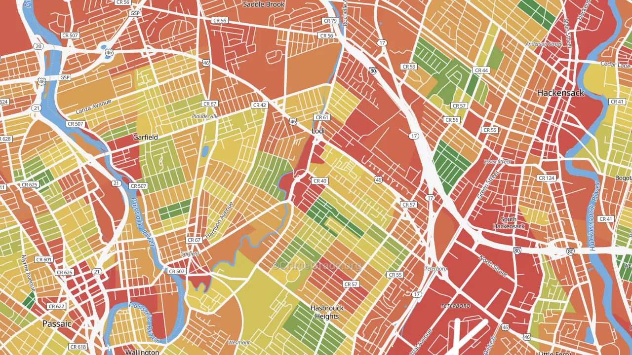 Lodi, NJ Map of Theft Rates