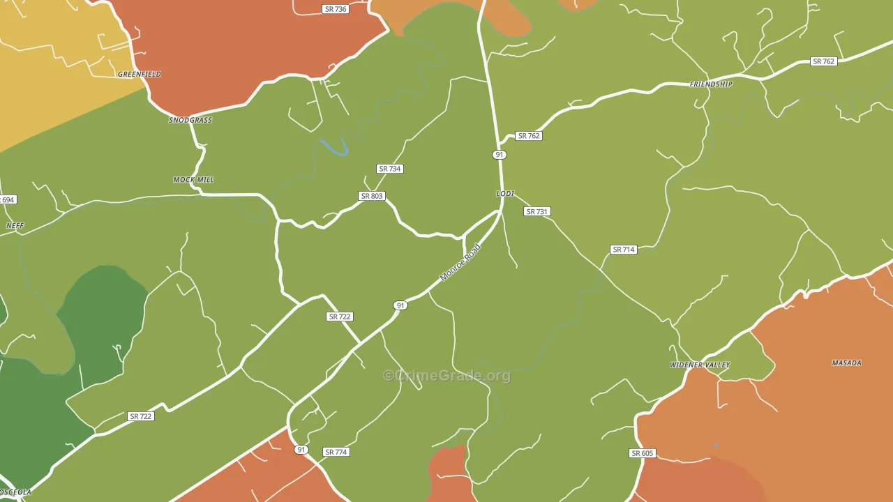 Lodi, VA Map of Theft Rates