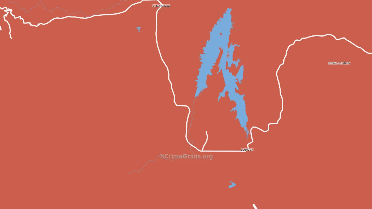 Lodoga, CA Map of Theft Rates