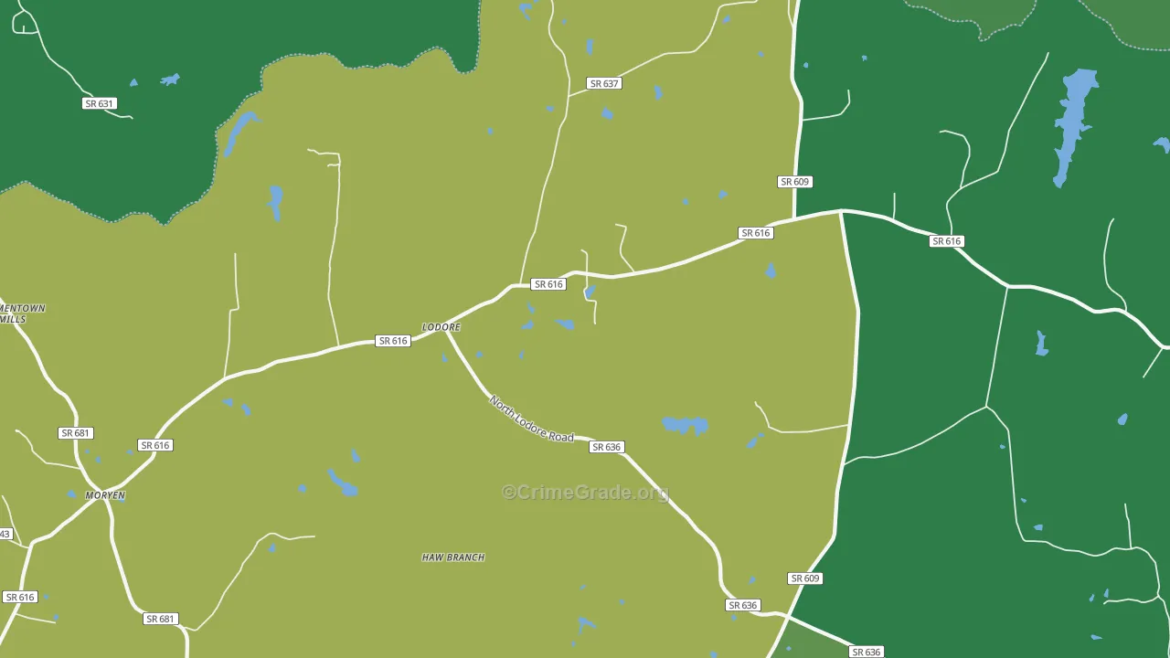 Lodore, VA Map of Theft Rates