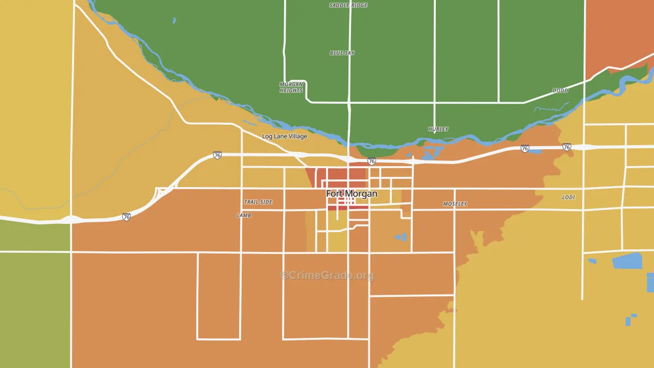 Log Lane Village, CO Map of Theft Rates