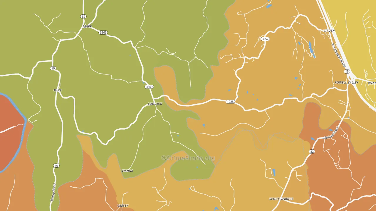 Log Lick, KY Map of Theft Rates