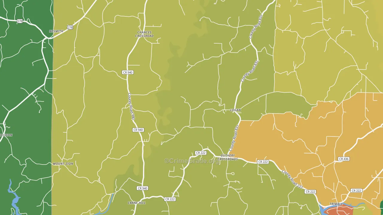 Logan, AL Map of Theft Rates