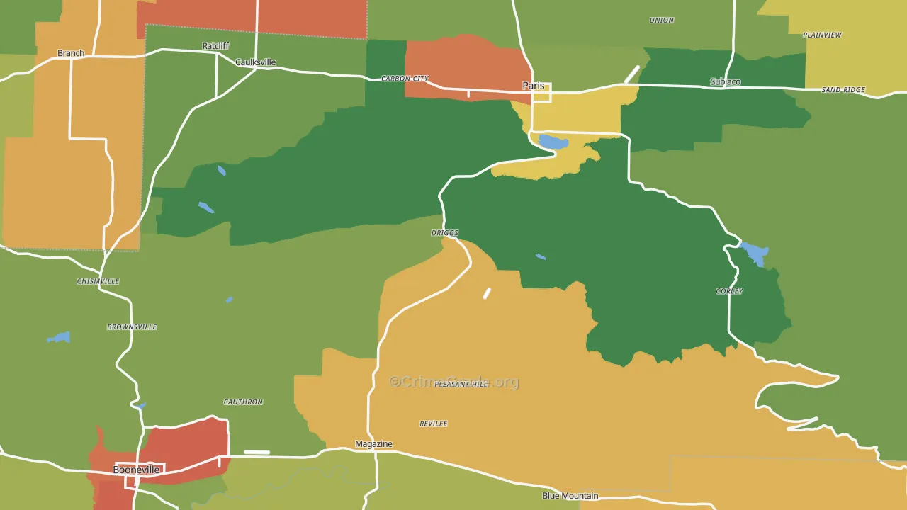 Logan County, AR Map of Theft Rates