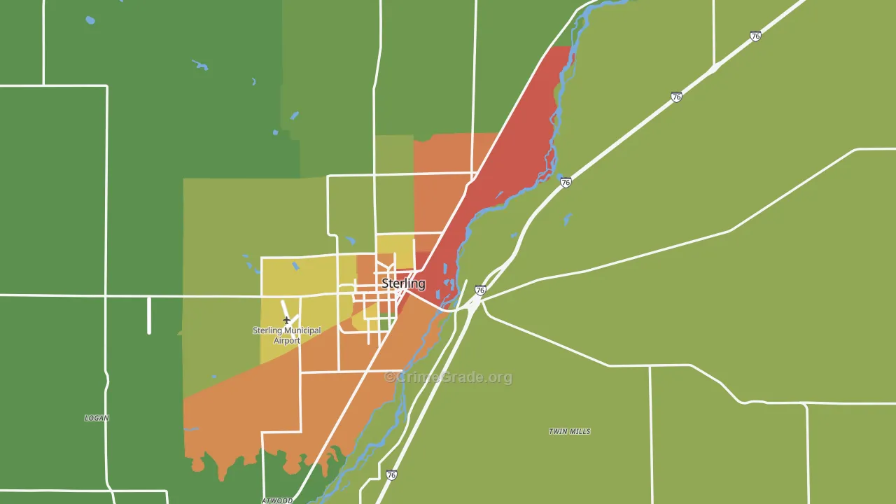 Logan County, CO Map of Theft Rates