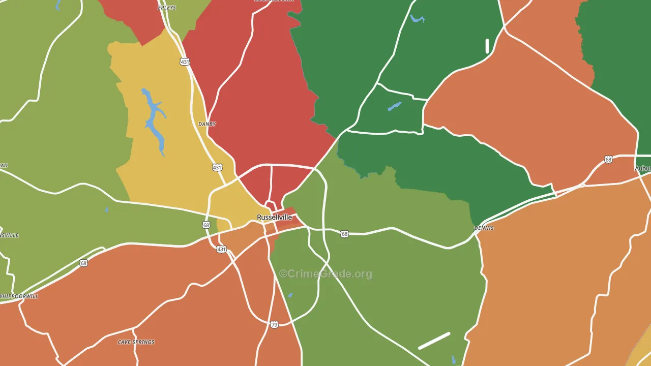 Logan County, KY Map of Theft Rates
