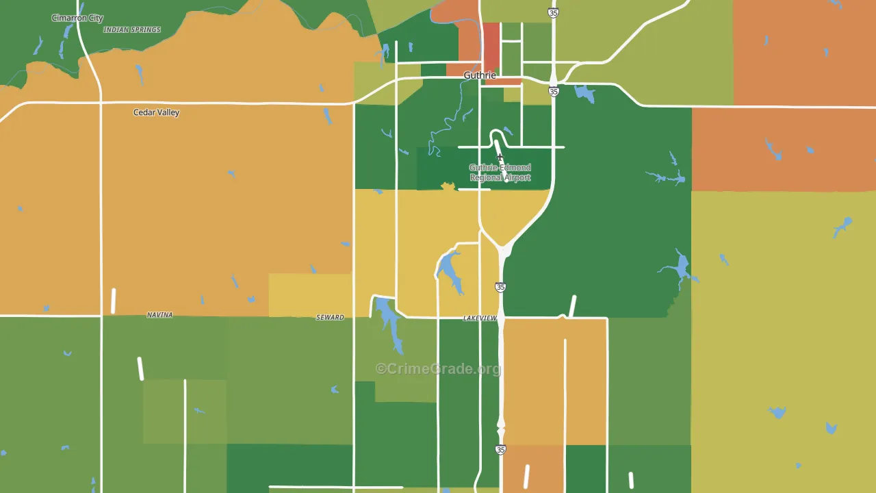 Logan County, OK Map of Theft Rates