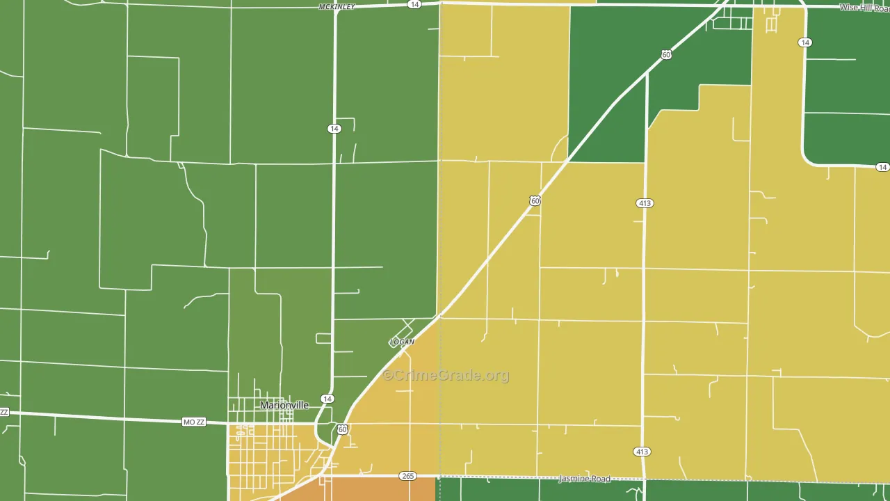 Logan, MO Map of Theft Rates