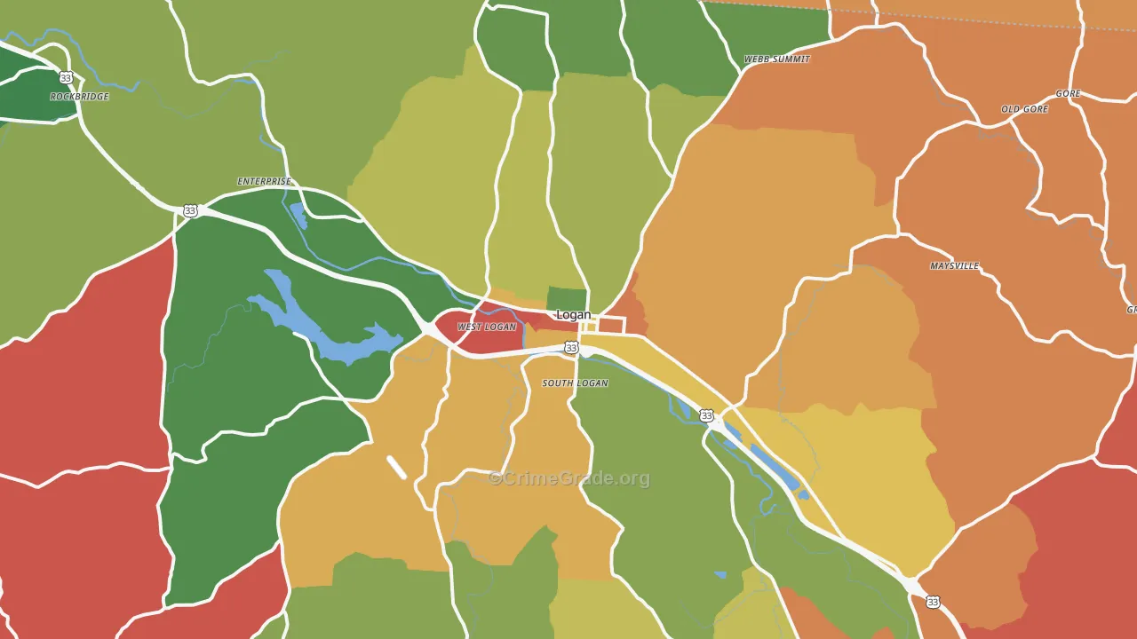 Logan, OH Map of Theft Rates