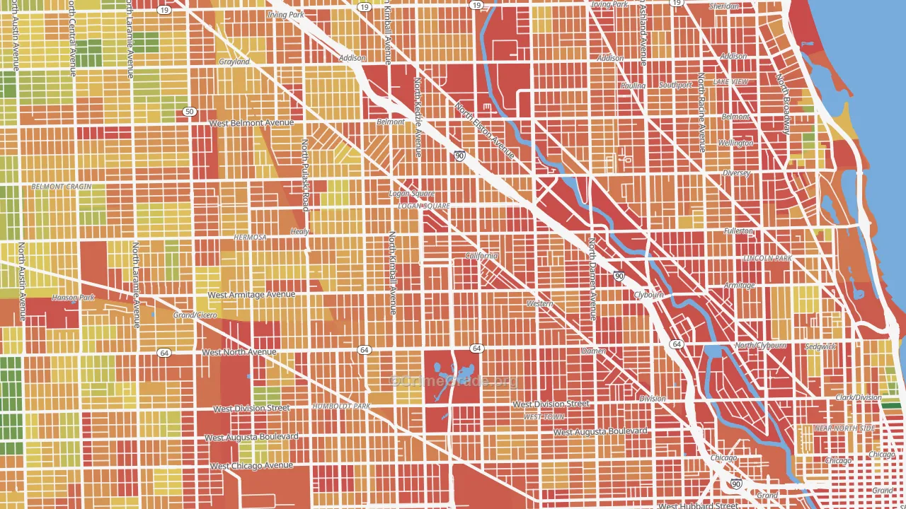 Logan Square, Chicago, IL Map of Theft Rates
