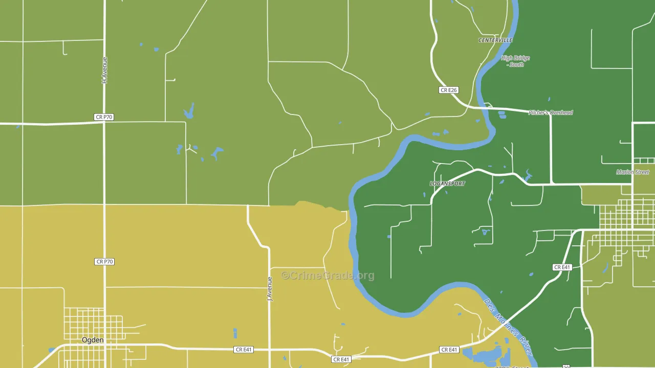 Logansport, IA Map of Theft Rates