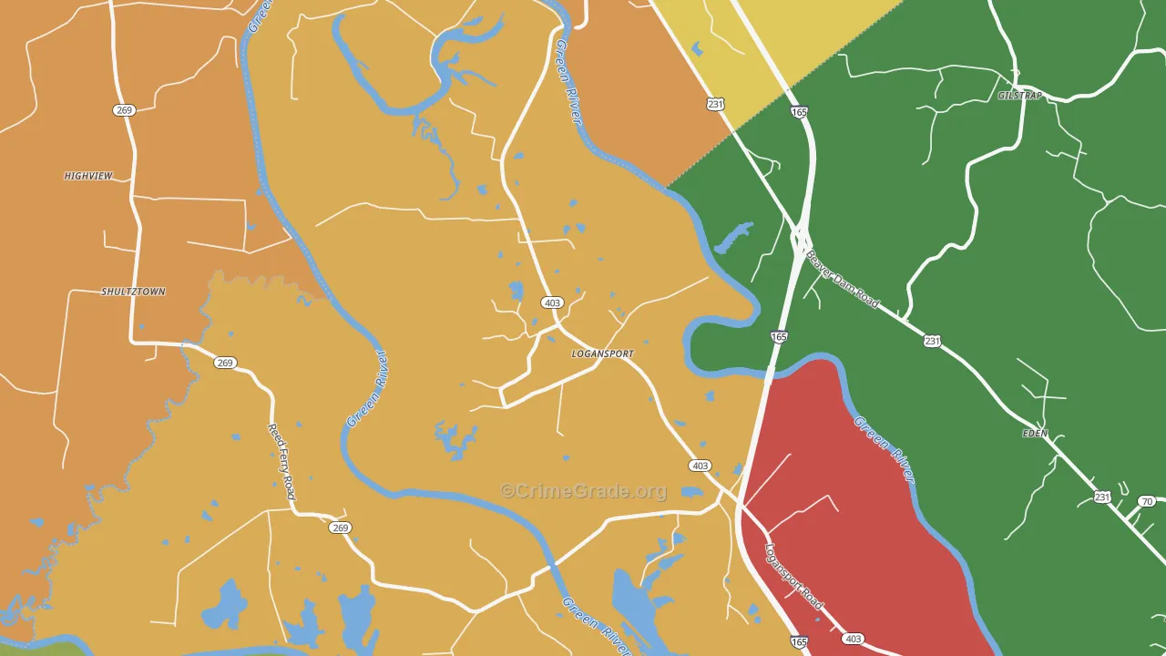 Logansport, KY Map of Theft Rates