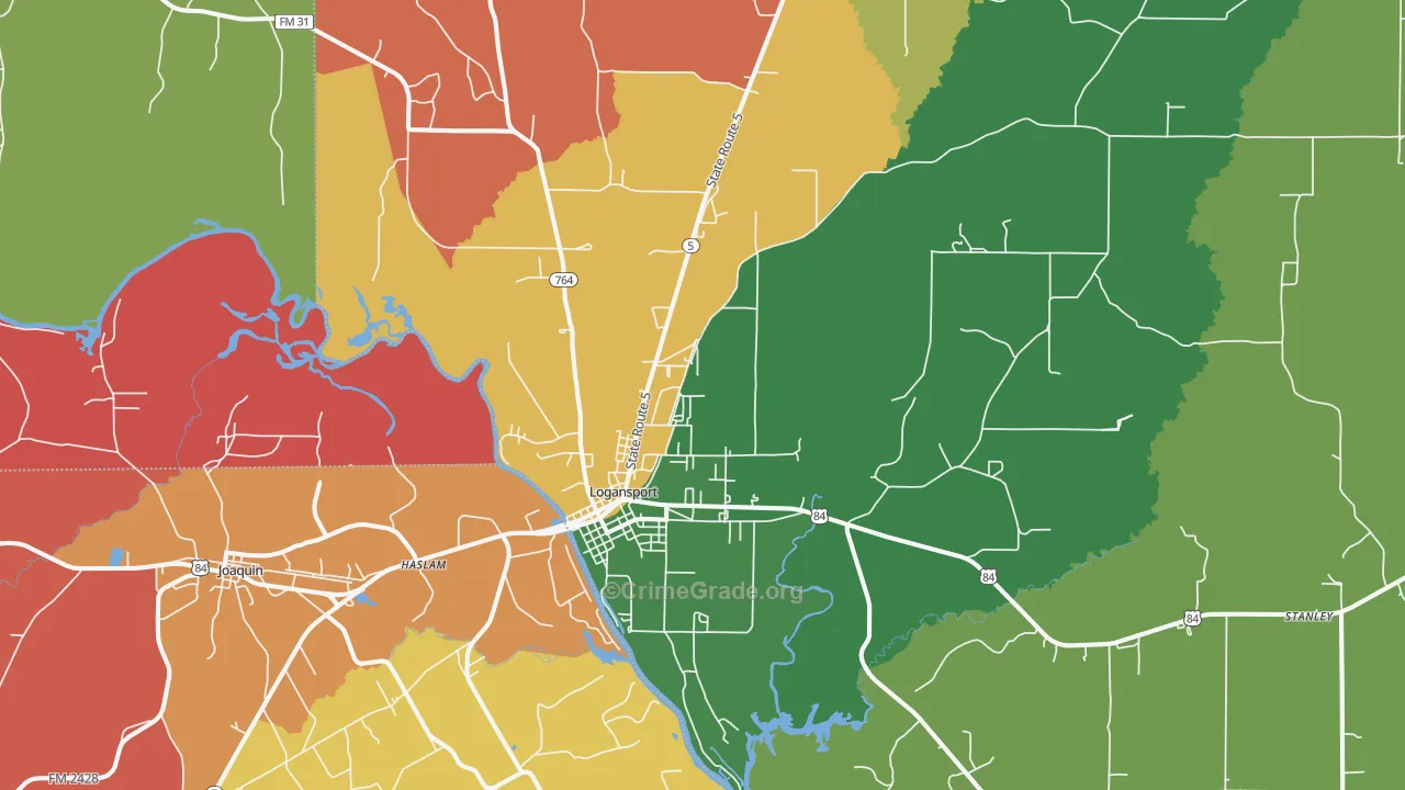 Logansport, LA Map of Theft Rates