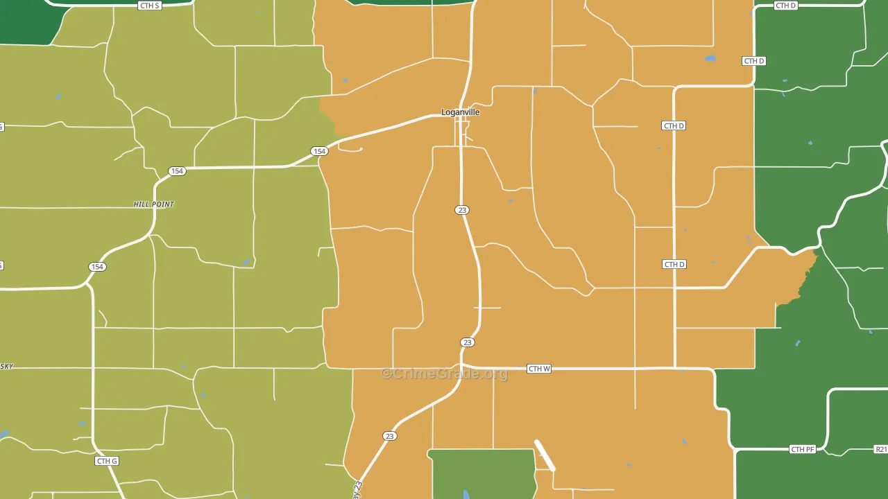 Loganville, WI Map of Theft Rates