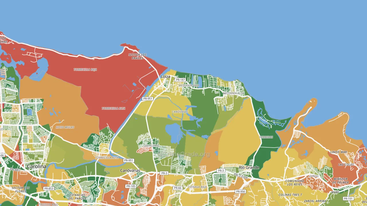 Loiza Municipio, PR Map of Theft Rates
