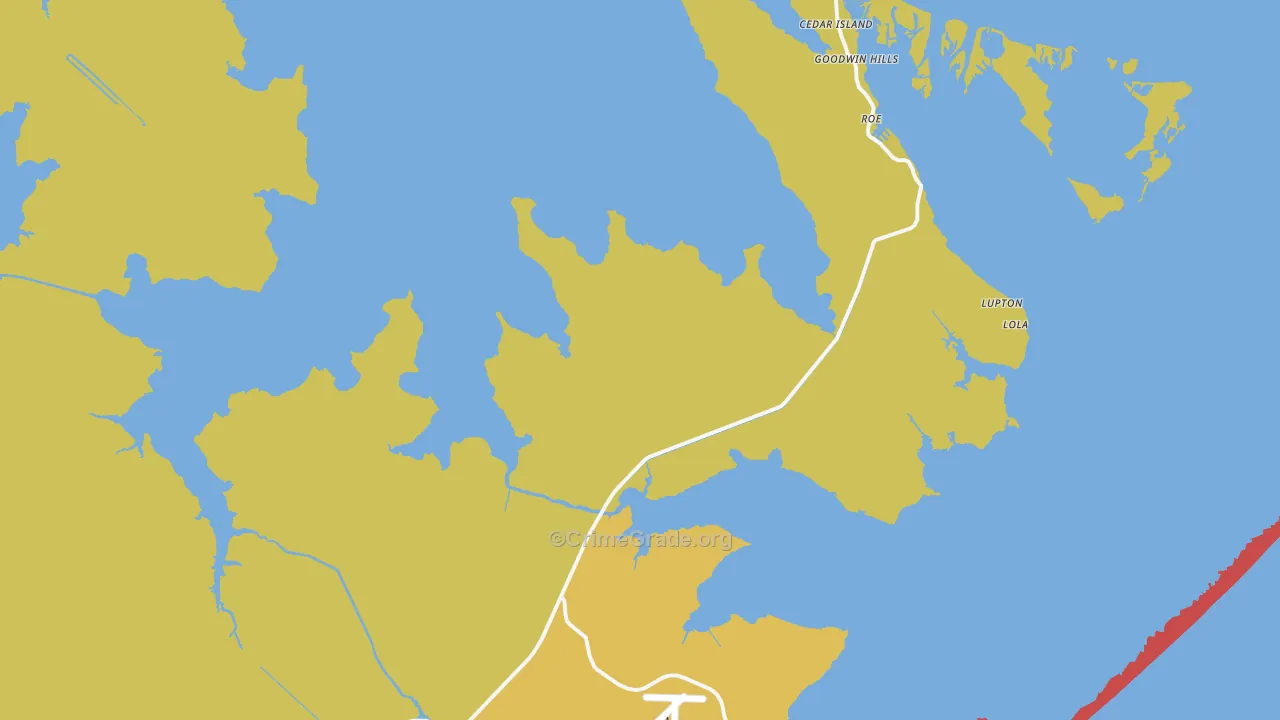 Lola, NC Map of Theft Rates