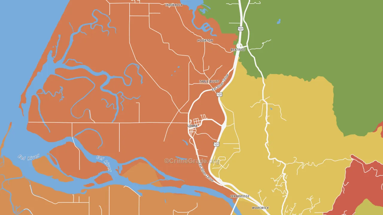 Loleta, CA Map of Theft Rates