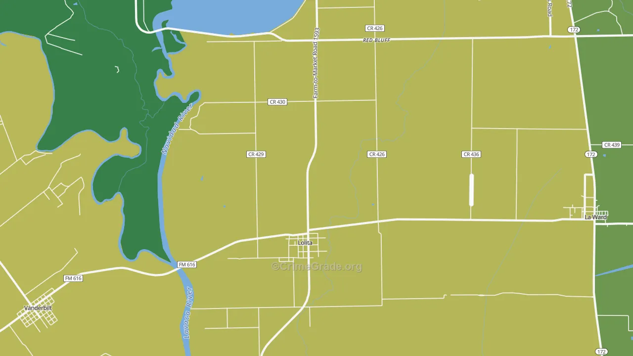 Lolita, TX Map of Theft Rates