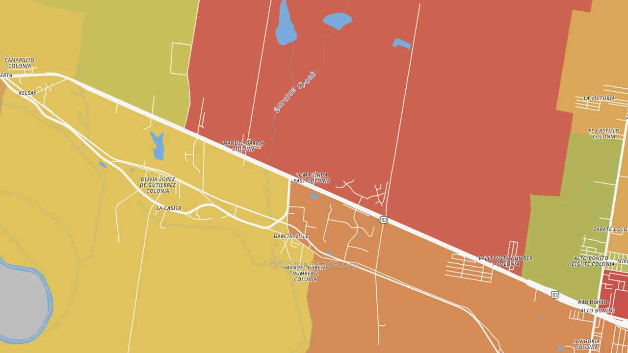 Loma Linda East, TX Map of Theft Rates