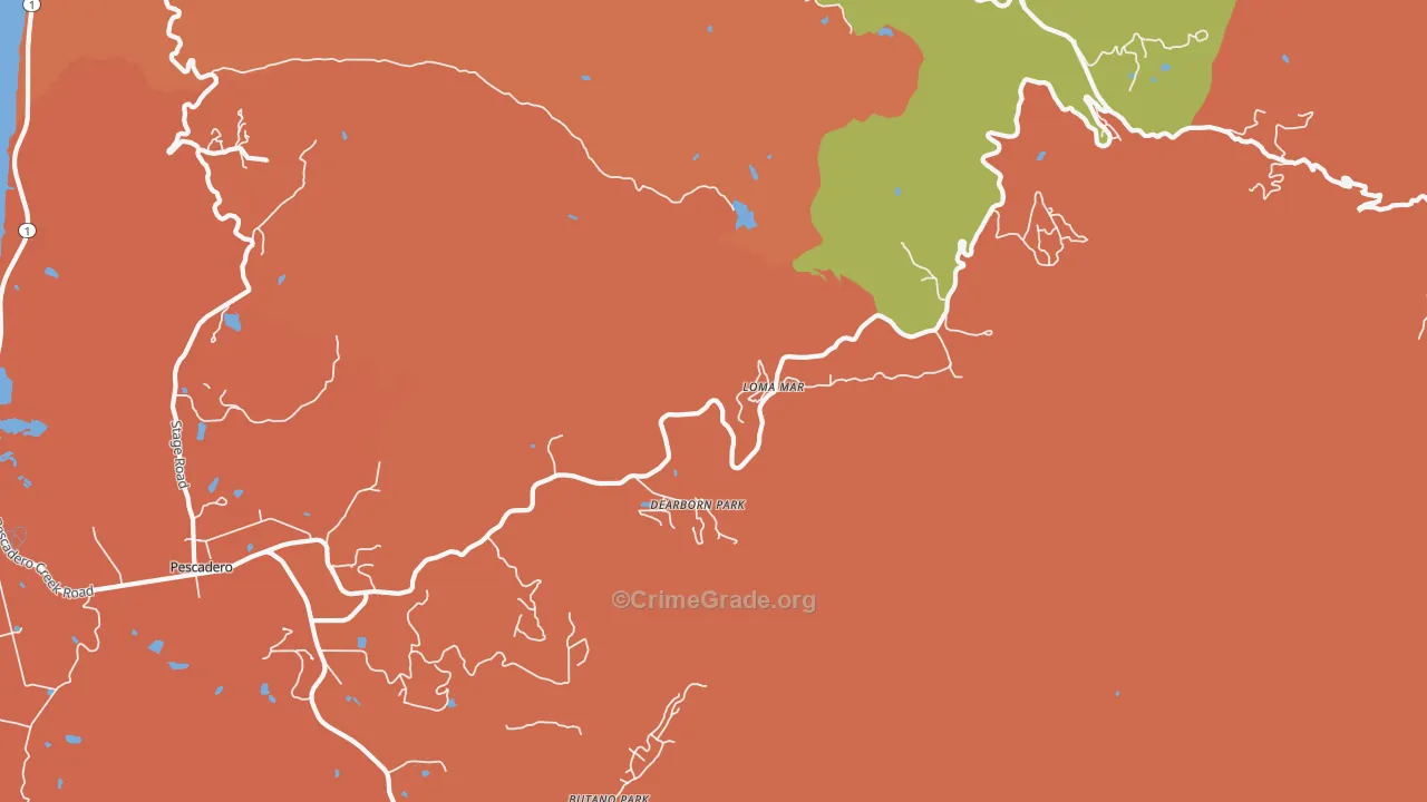 Loma Mar, CA Map of Theft Rates