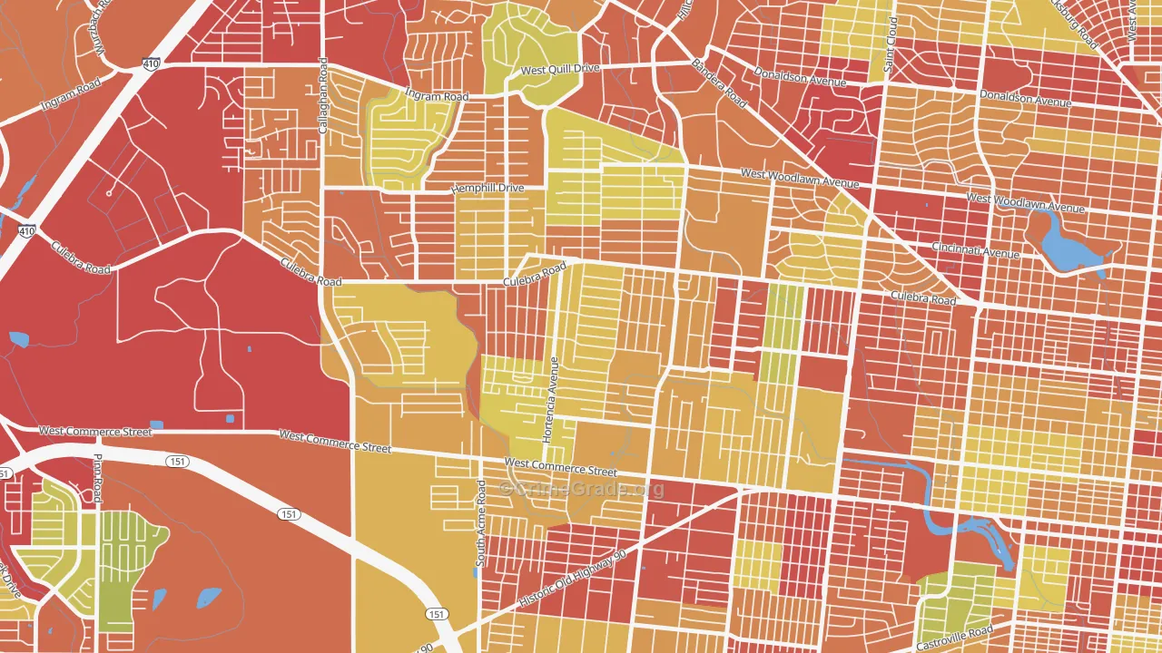 Loma Park, San Antonio, TX Map of Theft Rates