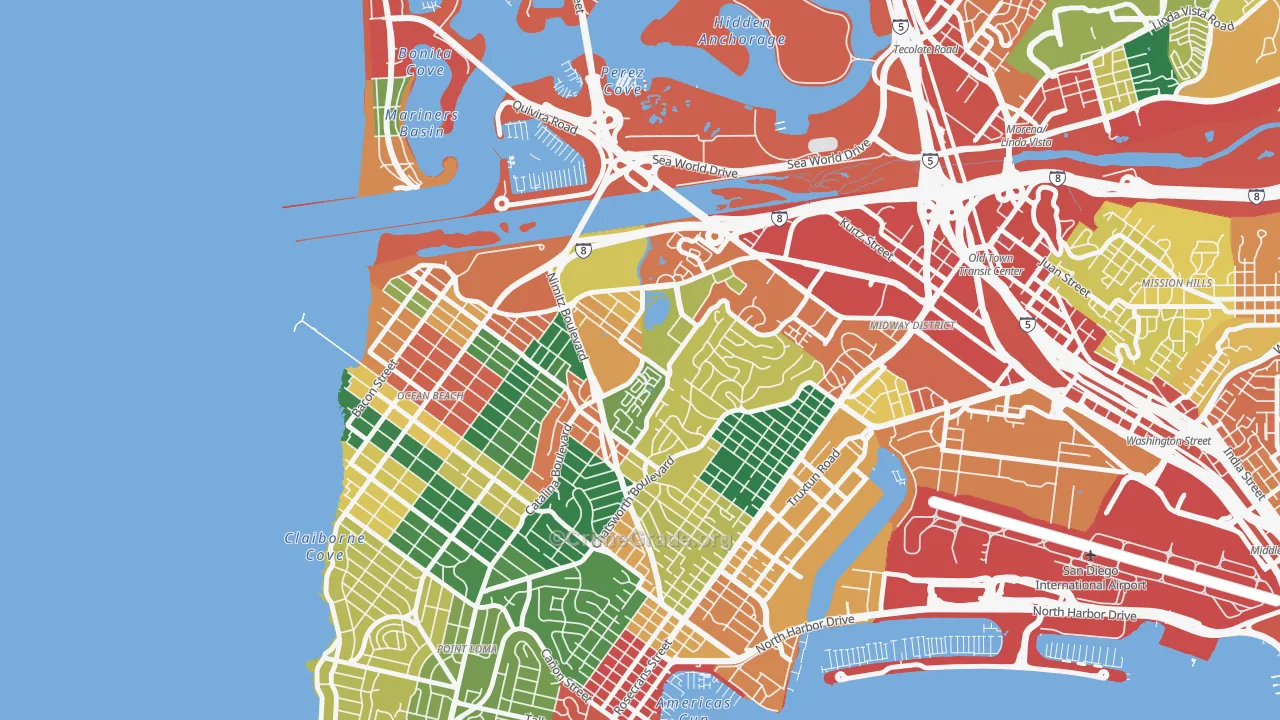 Loma Portal, San Diego, CA Map of Theft Rates