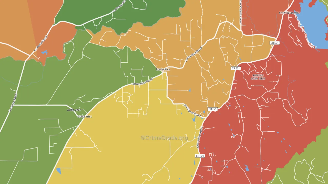Loma Rica, CA Map of Theft Rates