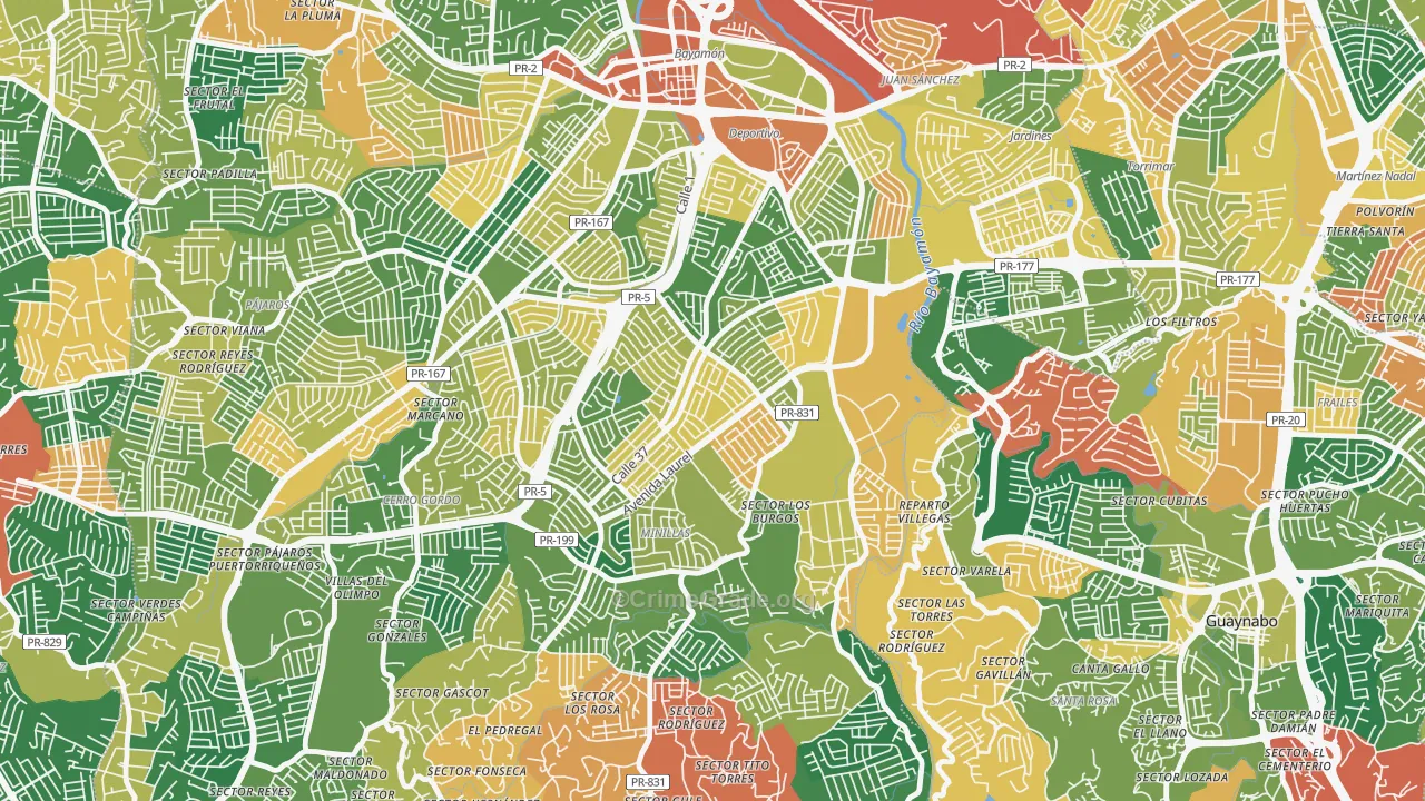 Lomas Verdes, Bayamon, PR Map of Theft Rates
