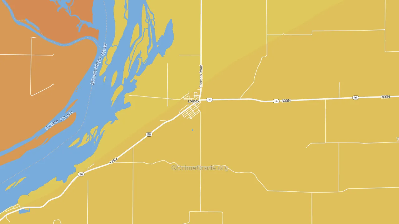 Lomax, IL Map of Theft Rates
