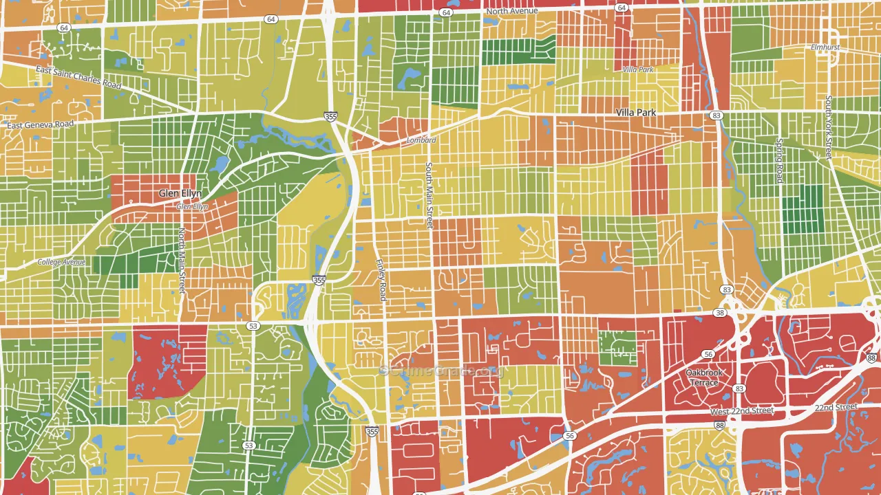 Lombard, IL Map of Theft Rates