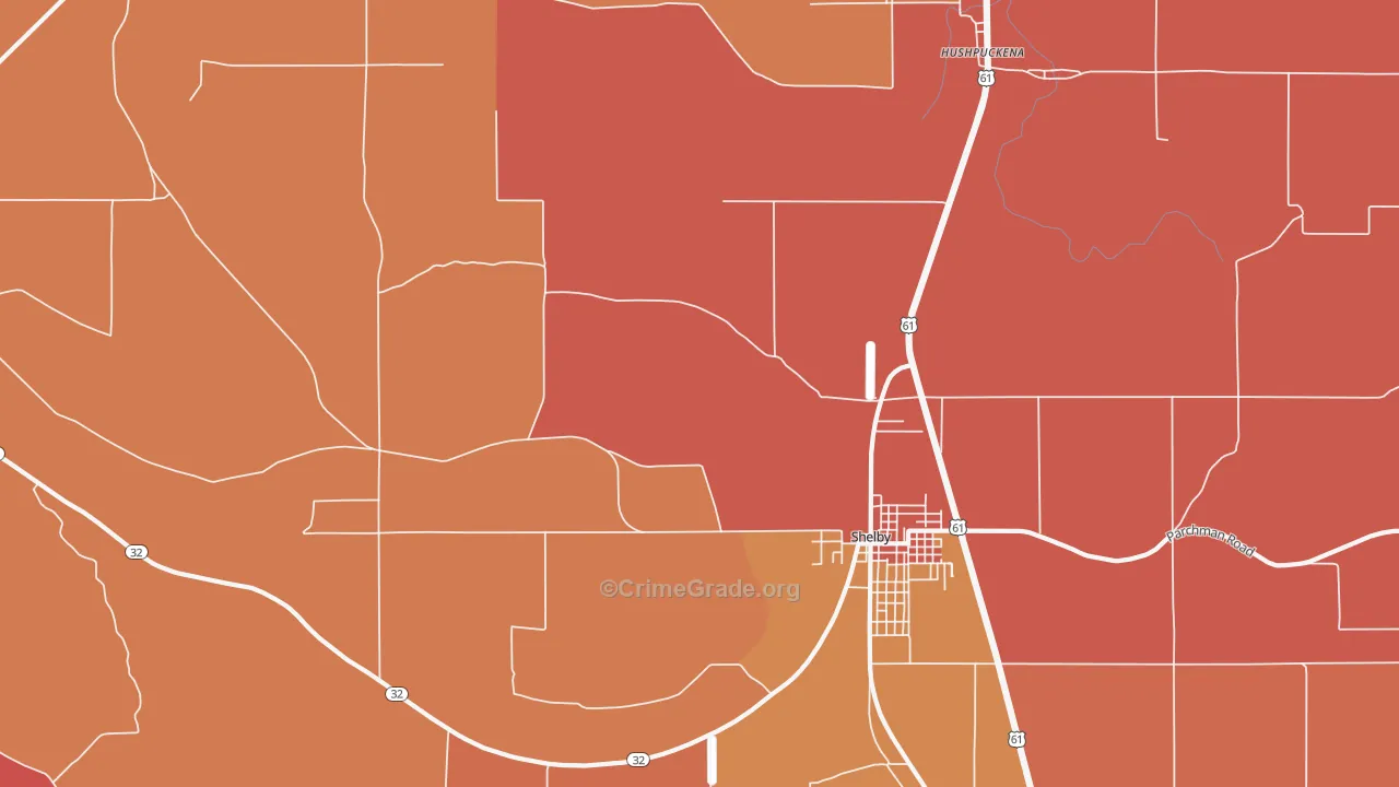 Lombardy, MS Map of Theft Rates