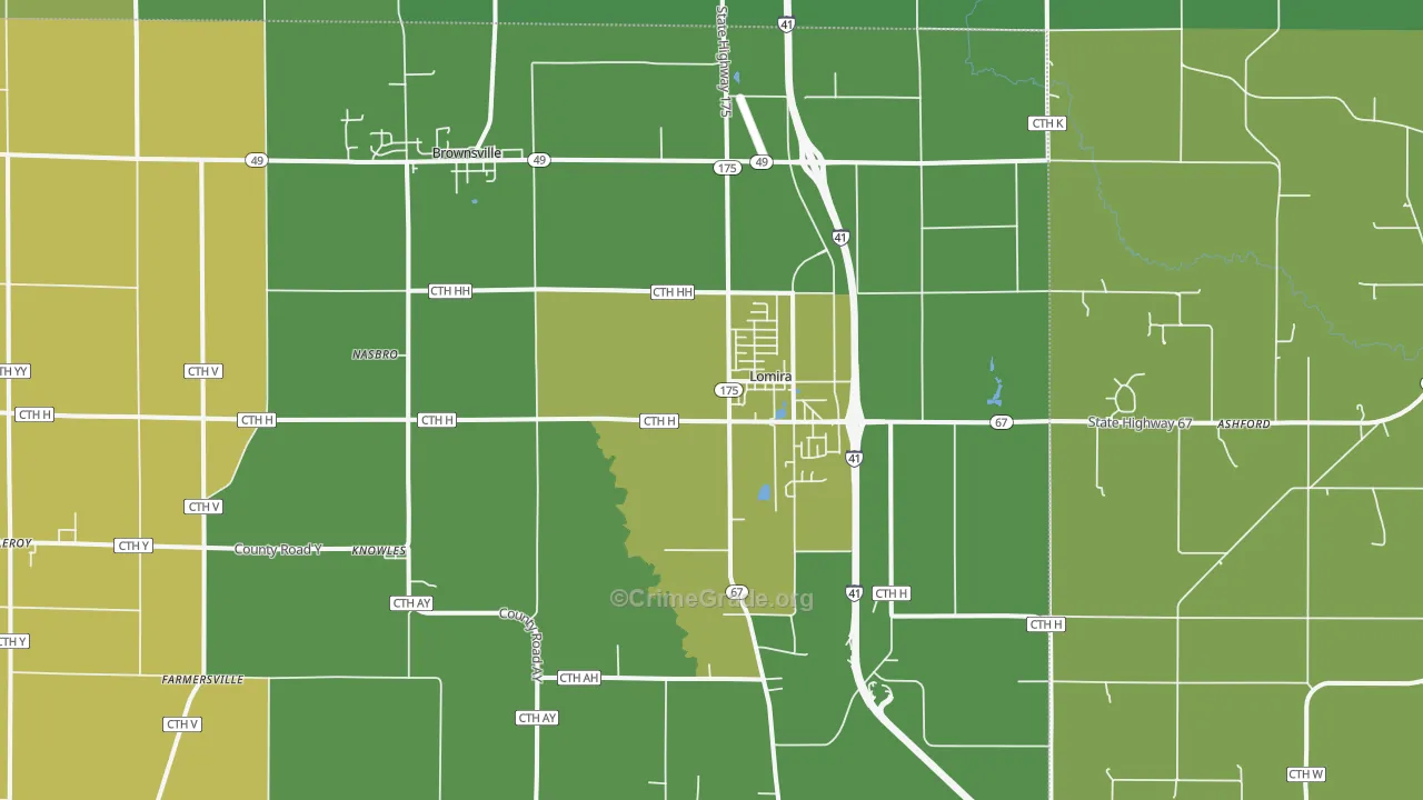 Lomira, WI Map of Theft Rates