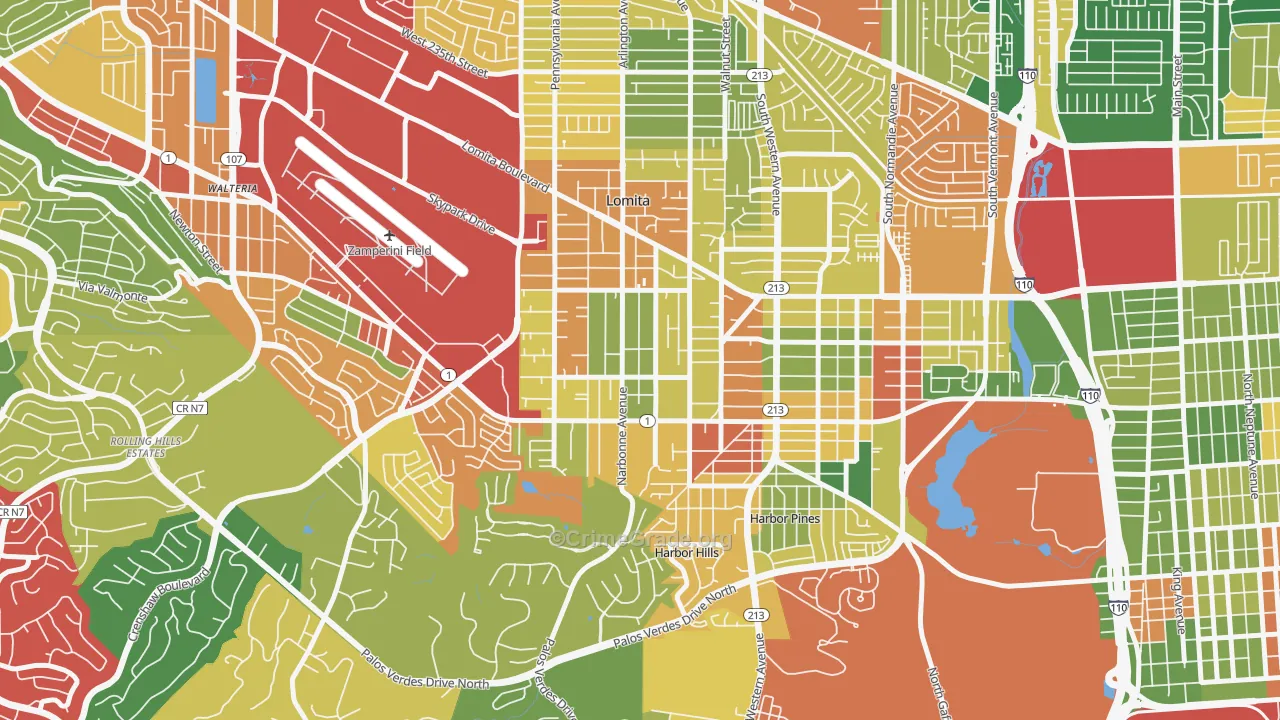 Lomita, CA Map of Theft Rates