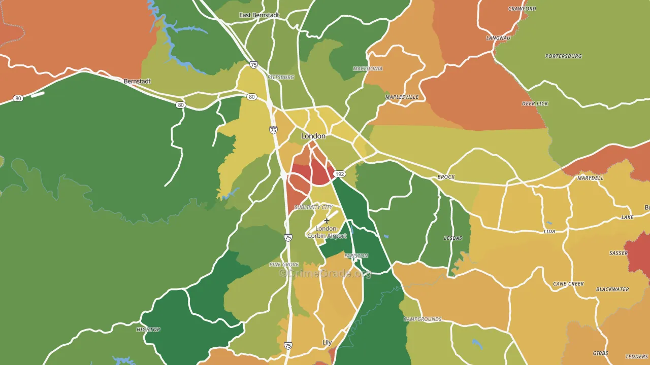 London, KY Map of Theft Rates