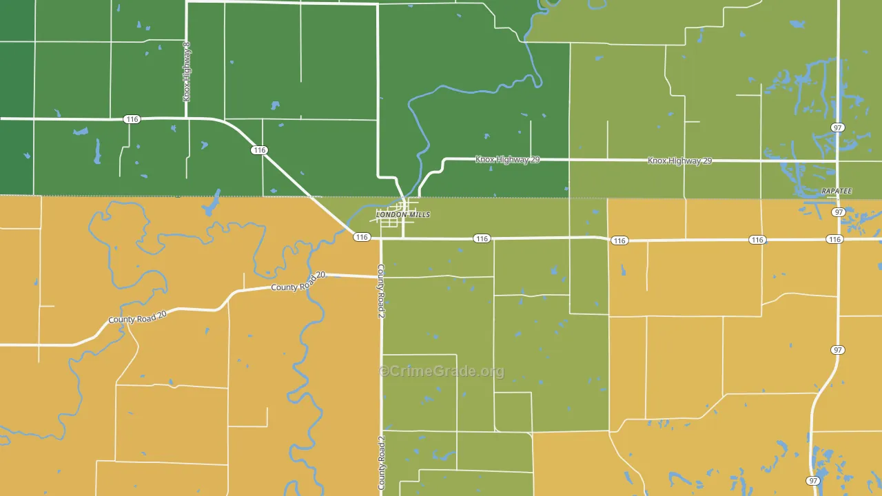 London Mills, IL Map of Theft Rates