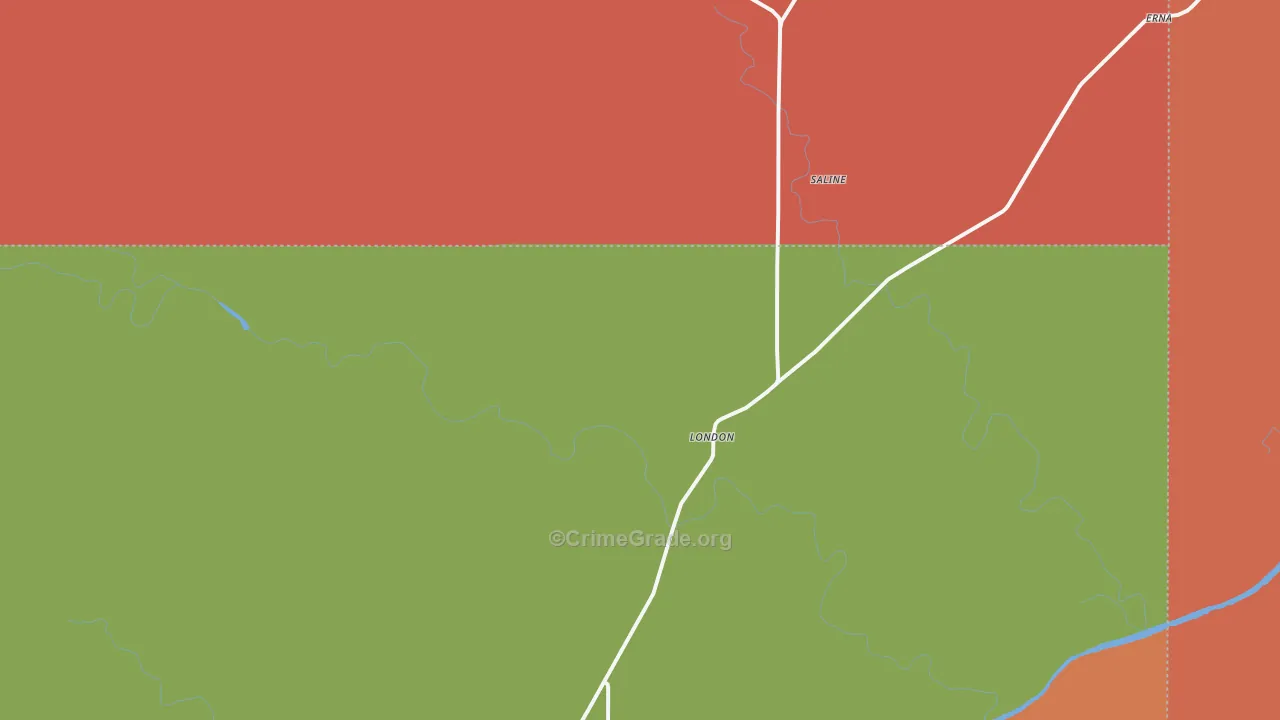 London, TX Map of Theft Rates