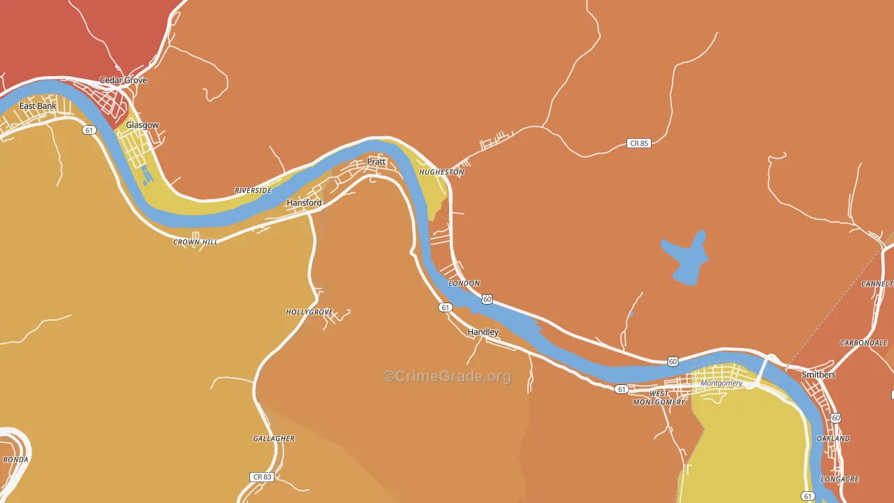 London, WV Map of Theft Rates