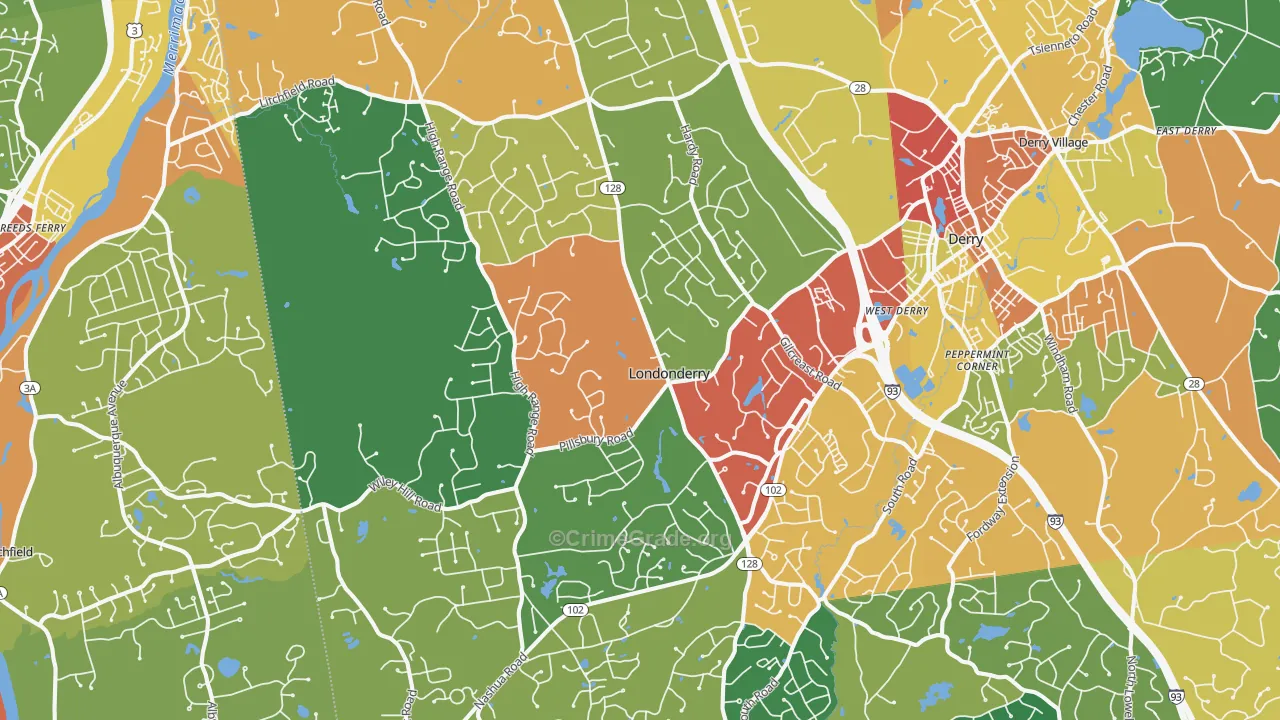 Londonderry, NH Map of Theft Rates