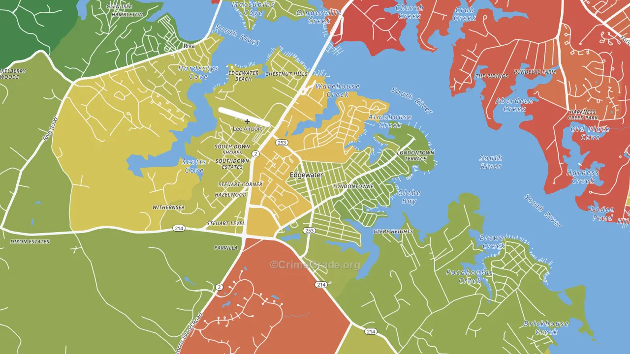 Londontowne, Edgewater, MD Map of Theft Rates