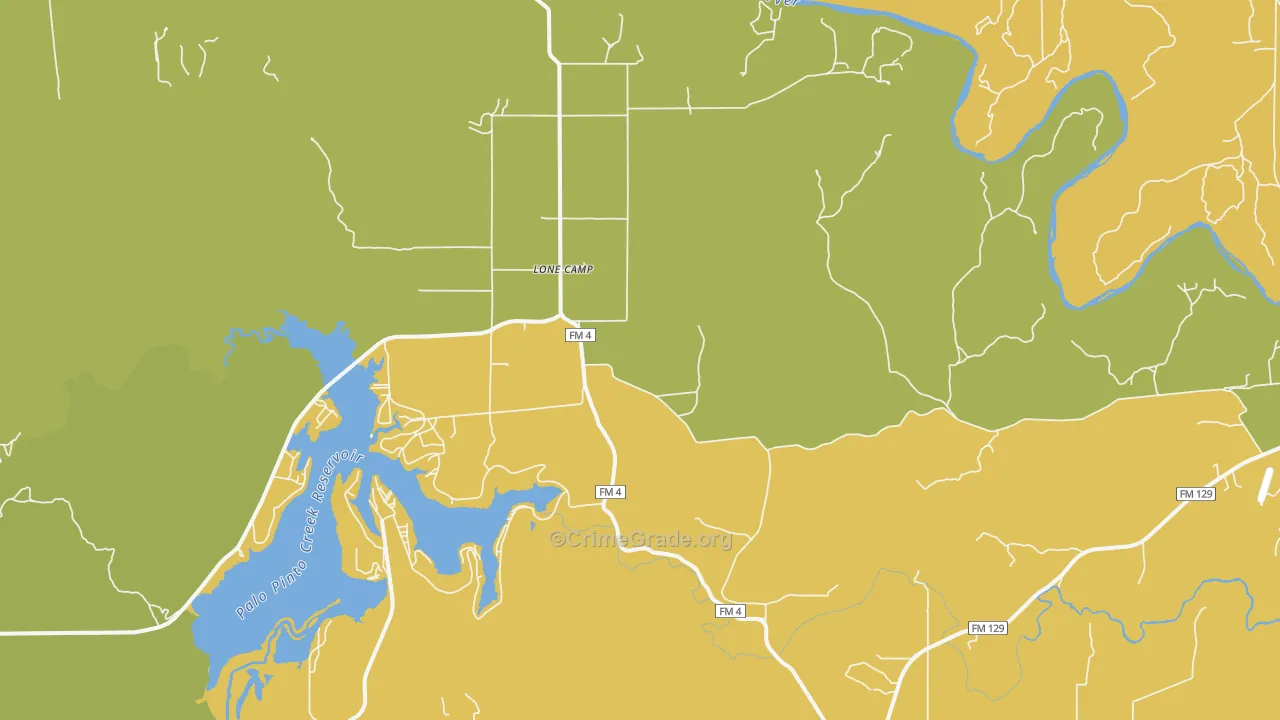 Lone Camp, TX Map of Theft Rates