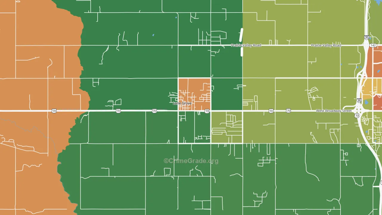 Lone Grove, OK Map of Theft Rates