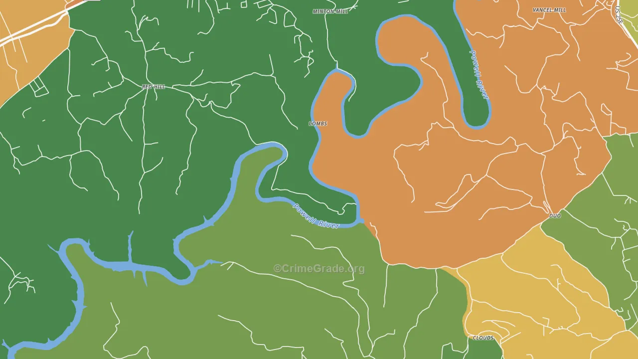 Lone Mountain, TN Map of Theft Rates