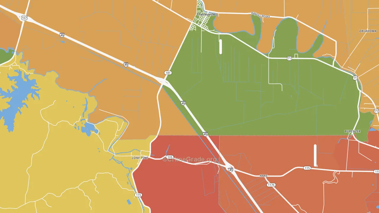 Lone Pine, LA Map of Theft Rates
