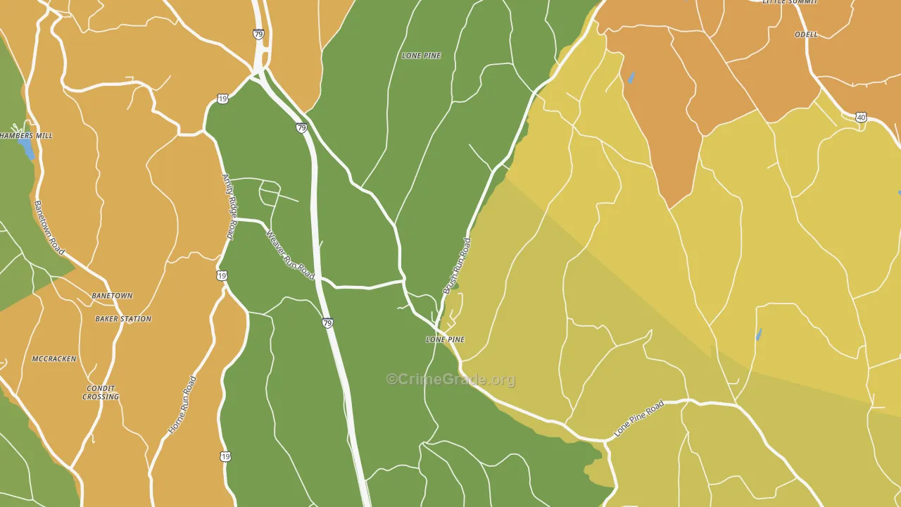 Lone Pine, PA Map of Theft Rates
