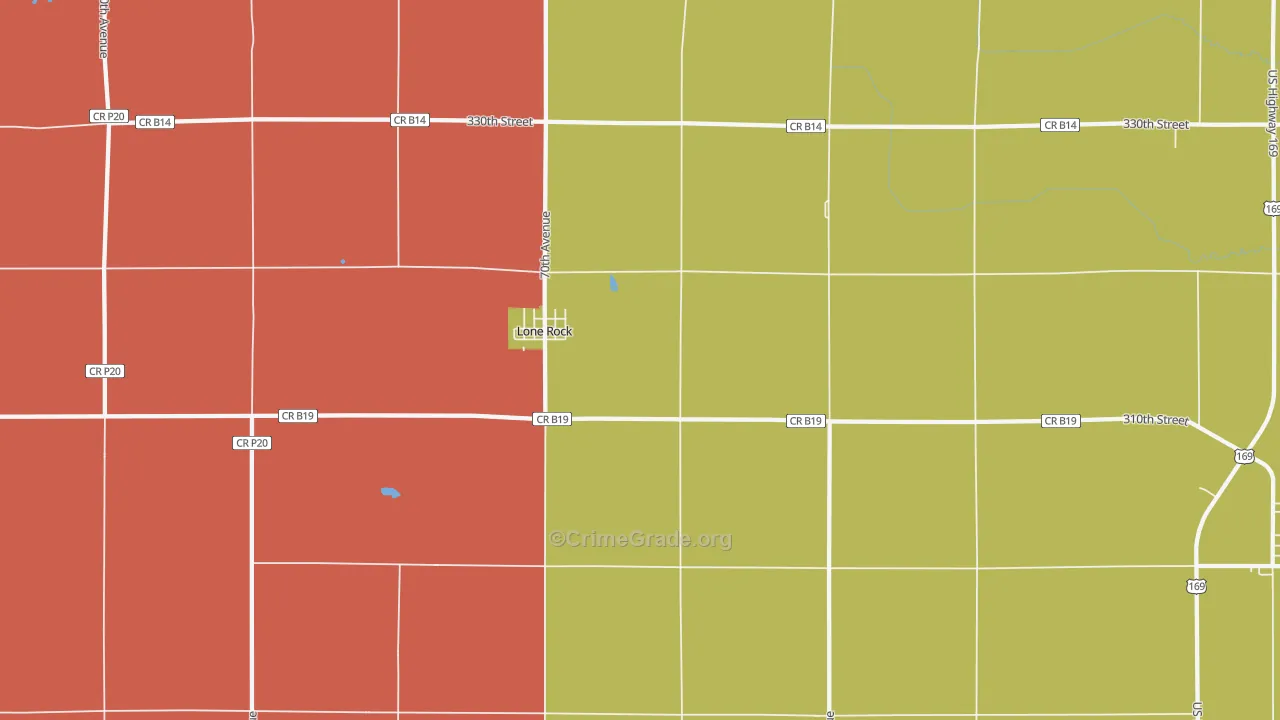 Lone Rock, IA Map of Theft Rates