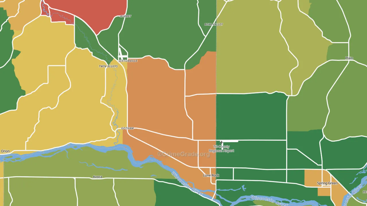 Lone Rock, WI Map of Theft Rates