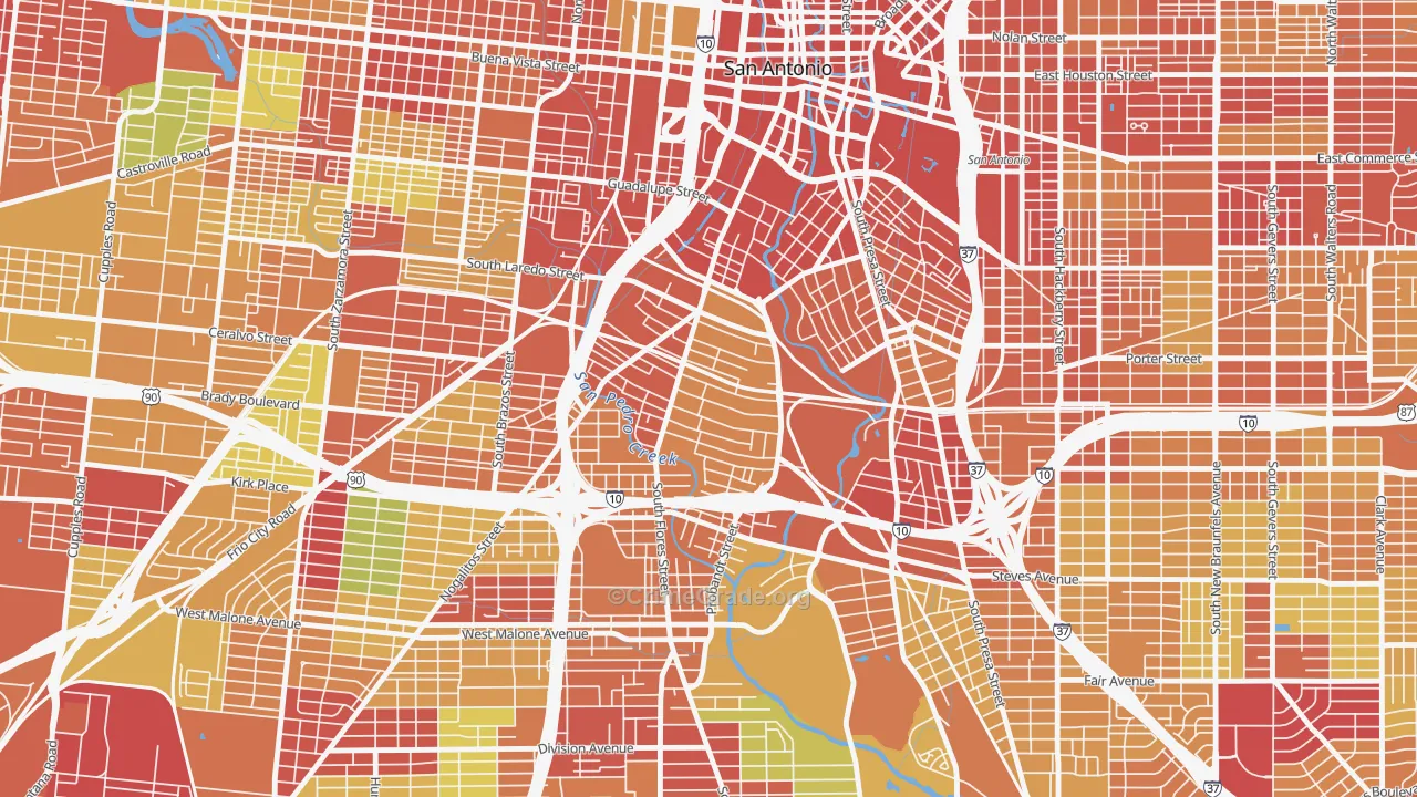 Lone Star, San Antonio, TX Map of Theft Rates
