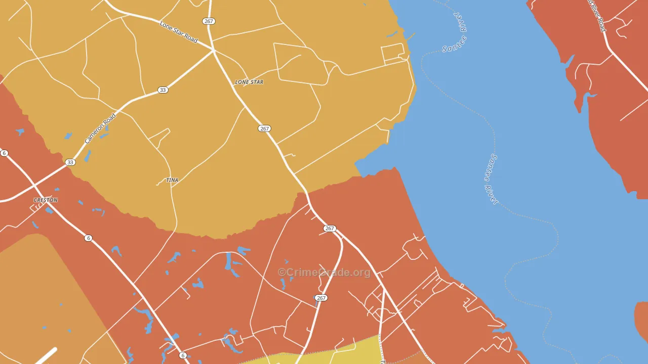 Lone Star, SC Map of Theft Rates